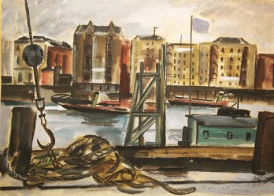 DUBLIN DOCKS by Norah McGuinness sold for €2,000 at deVeres Auctions