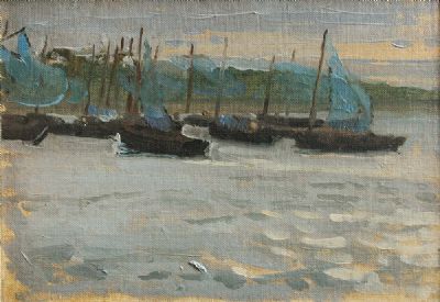 THE BLUE NETS CONCARNEAU by William John Leech sold for €9,000 at deVeres Auctions