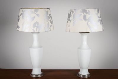 A PAIR OF OPAQUE CERAMIC BALUSTER SHAPED LAMPS at deVeres Auctions
