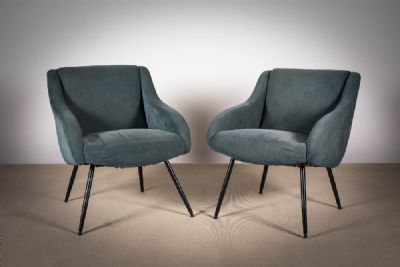 A PAIR OF UPHOLSTERED EASY CHAIRS at deVeres Auctions