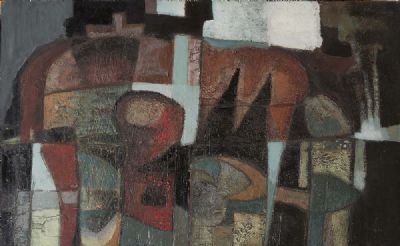 BROWN TO GREEN ABSTRACTION by Arthur Armstrong  at deVeres Auctions