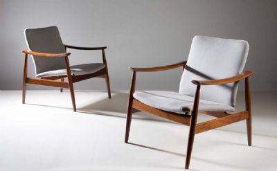 A PAIR OF SPADE CHAIRS by Finn Juhl sold for €4,000 at deVeres Auctions