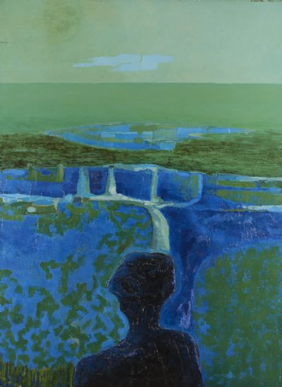 LANDSCAPE IN BLUES AND GREEN by Arthur Armstrong sold for €4,500 at deVeres Auctions