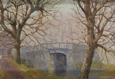 MISTY MORNING, HUBAND BRIDGE by Fergus O'Ryan sold for €260 at deVeres Auctions