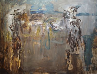 FIGURES IN A WESTERN LANDSCAPE by Gerald Davis sold for €1,200 at deVeres Auctions