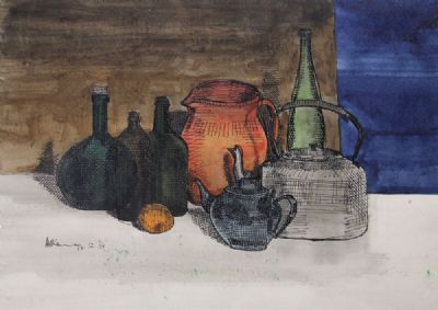 STILL LIFE WITH BOTTLES by Michael Kane sold for €420 at deVeres Auctions