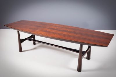 A ROSEWOOD LOW TABLE, 1960s, at deVeres Auctions
