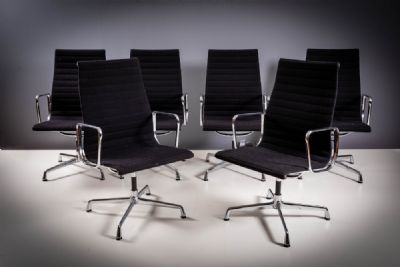 A SET OF SIX EA112 ARMCHAIRS, by Charles & Ray Eames  at deVeres Auctions