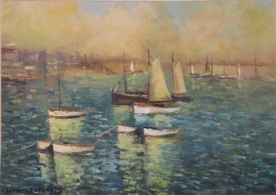BOATS IN A HARBOUR by Norman J. McCaig  at deVeres Auctions