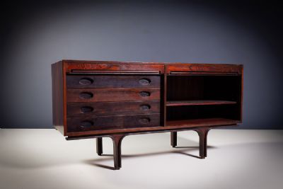 A ROSEWOOD CHEST by Gianfranco Frattini sold for €2,600 at deVeres Auctions