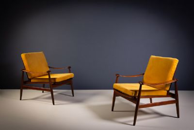 A PAIR OF SPADE CHAIRS by Finn Juhl sold for €4,000 at deVeres Auctions