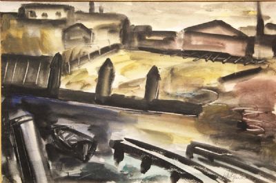 THE THAMES by Norah McGuinness sold for €1,300 at deVeres Auctions