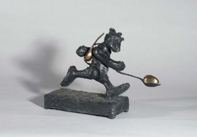 BEAR WITH MANDOLIN AND EGG & SPOON by Patrick O'Reilly sold for €4,000 at deVeres Auctions