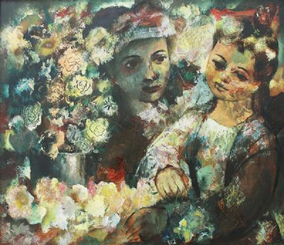 CHOOSING FLOWERS by Daniel O'Neill sold for €8,500 at deVeres Auctions