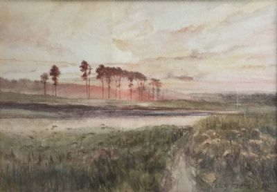 RIVER LANDSCAPE WITH TREES by William Percy French sold for €1,500 at deVeres Auctions
