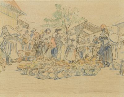 Market Scene by Mary Swanzy  at deVeres Auctions