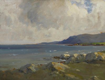 THE BLUE HILLS OF ANTRIM, THE ANTRIM COAST by James Humbert Craig  at deVeres Auctions