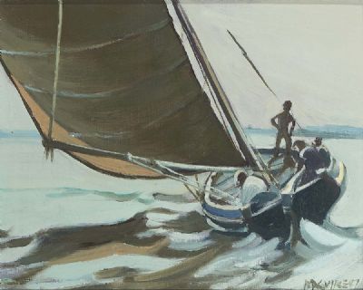 GALWAY HOOKER 'TONY' by Cecil Maguire sold for €1,200 at deVeres Auctions