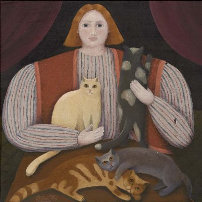 GIRL WITH CATS by Petra Fox  at deVeres Auctions
