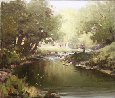 RIVER LANDSCAPE by Charles J. McAuley sold for €900 at deVeres Auctions