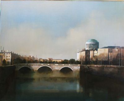 LOOKING TOWARDS THE FOUR COURTS, DUBLIN by Martin Mooney sold for €8,000 at deVeres Auctions