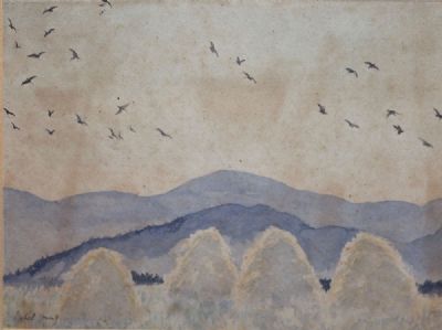 HAYSTACKS AND BIRDS by Mabel Young  at deVeres Auctions