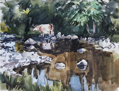 CATTLE by A RIVER by Tom Nisbet  at deVeres Auctions