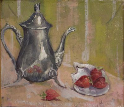 STRAWBERRIES AND TEA POT by Arthur Hance sold for €10 at deVeres Auctions