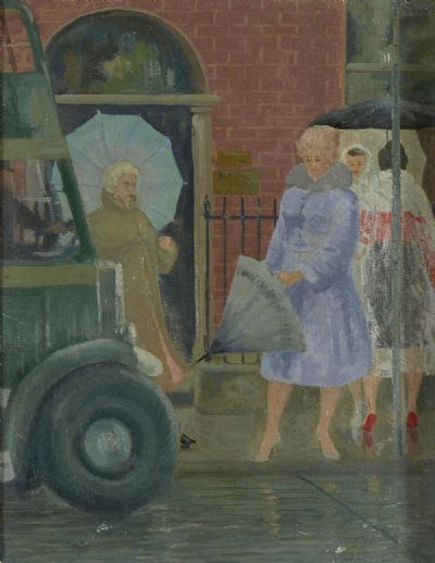RAINY DAY IN DUBLIN by Patrick Leonard HRHA at deVeres Auctions