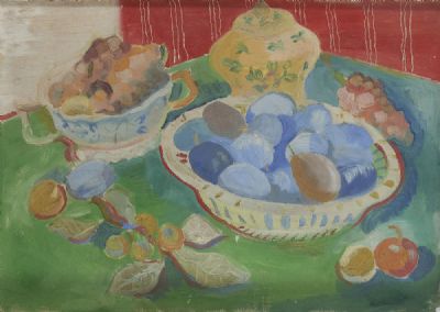 STILL LIFE WITH PLUMS by Father Jack P Hanlon  at deVeres Auctions