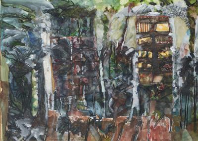 THE BUILDING AND TREES by David Crone sold for €1,000 at deVeres Auctions