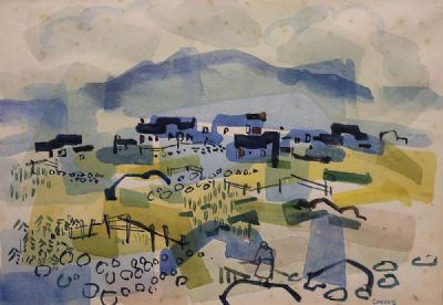 SPANISH VILLAGE by Desmond Carrick sold for €260 at deVeres Auctions