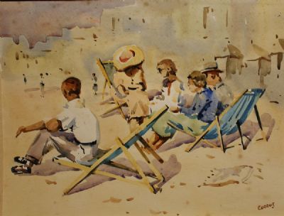 SUNBATHERS by Desmond Carrick sold for €440 at deVeres Auctions