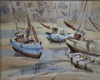 LOW TIDE, ROUNDSTONE HARBOUR by Desmond Carrick  at deVeres Auctions