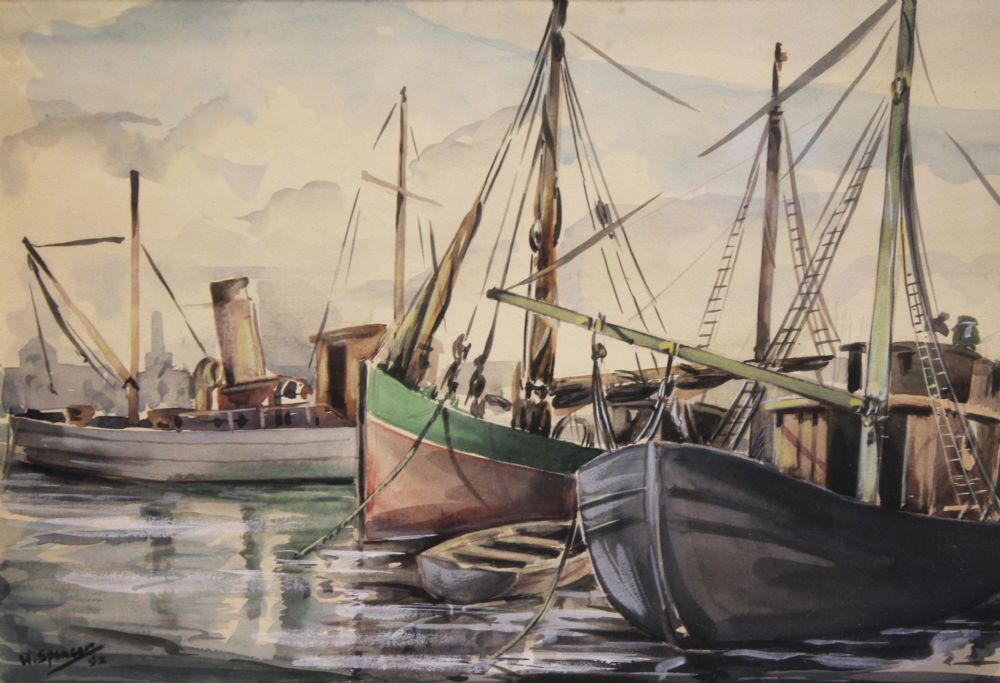 BOATS IN HARBOUR by William G. Spencer  at deVeres Auctions