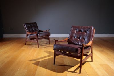A PAIR OF ROSEWOOD FRAMED ARMCHAIRS, ITALIAN 1960s at deVeres Auctions