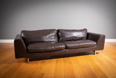 A FINE BROWN LEATHER SOFA, by Roche Bobois  at deVeres Auctions