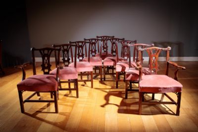 A SET OF 10 IRISH MAHOGANY DINING CHAIRS , IN 18tH CENTURY STYLE at deVeres Auctions