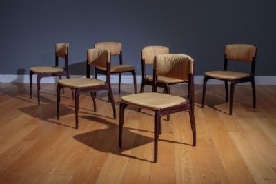 A SET OF SIX ROSEWOOD UPHOLSTERED DINING CHAIRS, by Gianfranco Frattini  at deVeres Auctions