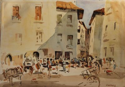 MARKET SQUARE by Desmond Carrick sold for €200 at deVeres Auctions