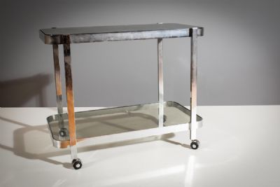 A CHROME ART DECO STYLE DRINKS TROLLEY, 1970s at deVeres Auctions