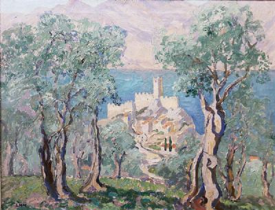 LAKE GARDA (SCALIGER CASTLE AT MALCESINA) by Letitia Marion Hamilton  at deVeres Auctions