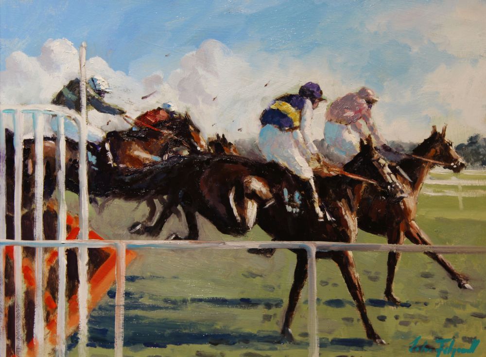 OVER THE LAST, CHELTENHAM by John Fitzgerald sold for €800 at deVeres Auctions