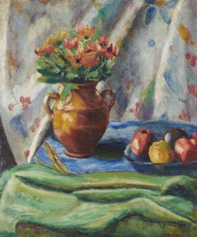 STILL LIFE WITH FRUIT AND A VASE OF FLOWERS by Roderic O'Conor  at deVeres Auctions
