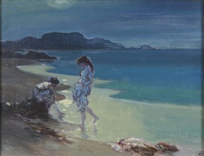 MOONLIT FIGURES IN A COASTAL LANDSCAPE by George Russell AE, at deVeres Auctions