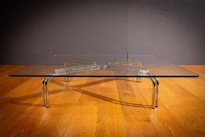 A TUBULAR CHROME MODEL 784 COFFEE TABLE, by GIANFRANCO FRATTINI  at deVeres Auctions