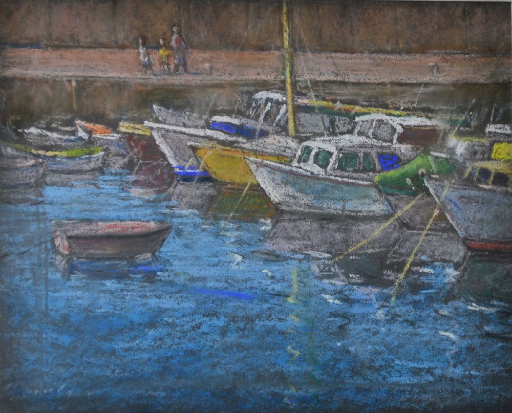 Lot 12 - BOATS IN A HARBOUR by Robert Taylor Carson