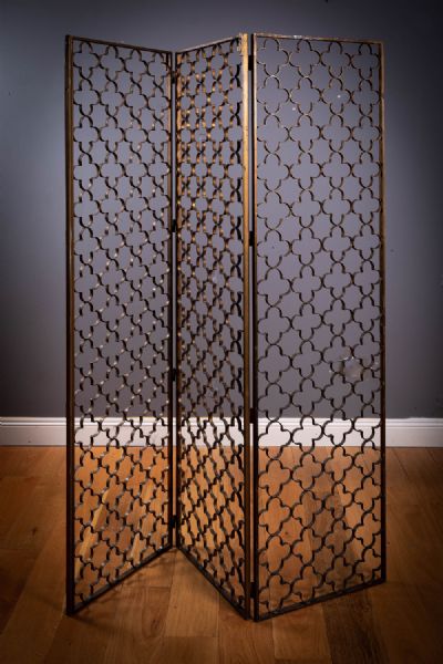 A GILT METAL THREE-FOLD ROOM DIVIDER/SCREEN, FRENCH at deVeres Auctions