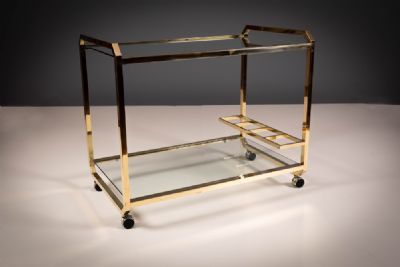 A GILT METAL COCKTAIL TROLLEY, ITALIAN 1960s at deVeres Auctions