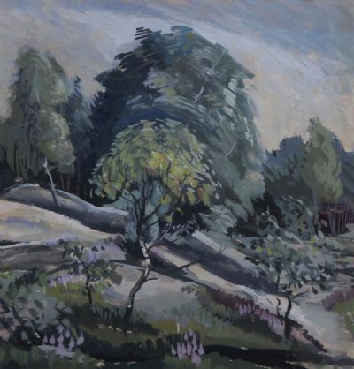 LANDSCAPE WITH TREES by A STREAM by Bea Orpen HRHA at deVeres Auctions